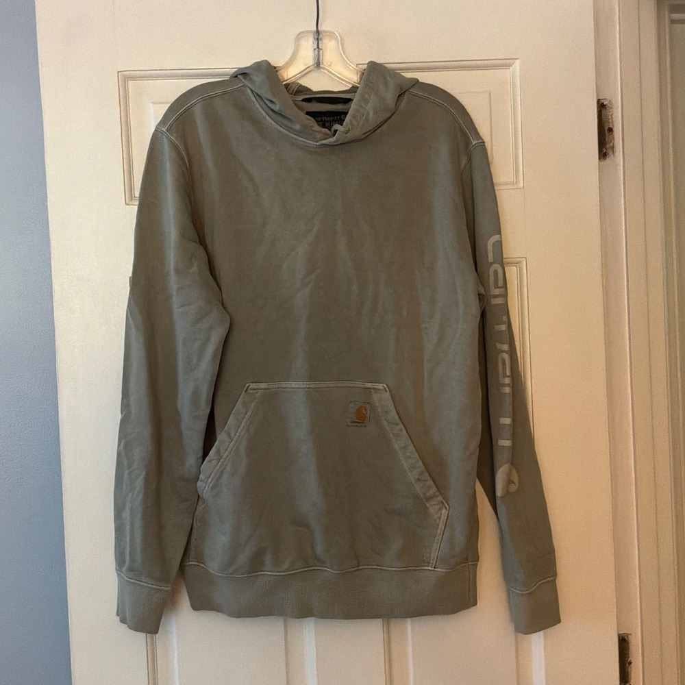 Carhartt Durham Garment Dyed Logo Sweatshirt TS6253-M Sage Green Hoodie S NEW